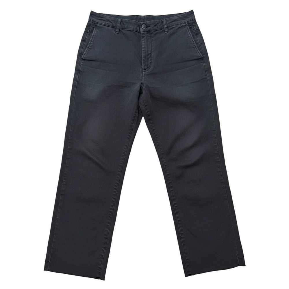 Frank & Eileen Kinsale Italian Performance Linen Pants Black Size 12 Frayed Hem